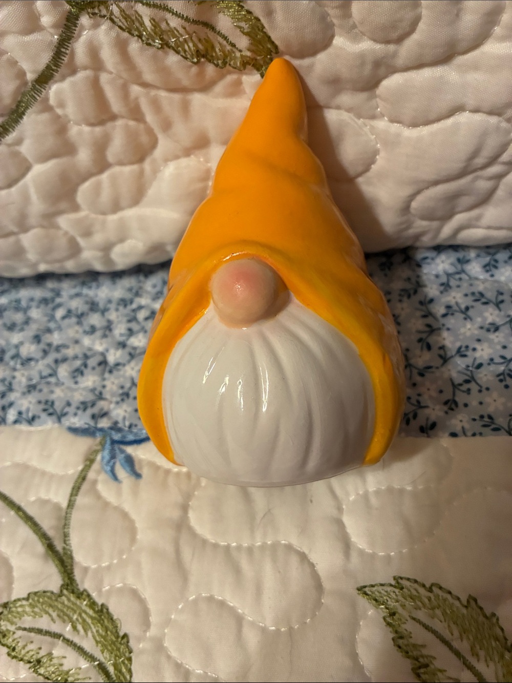 Small Yellow Ceramic Gnome Figurine - Picture 6 of 9